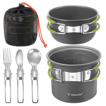 Camping Mess Kit, Foldable Aluminum, 1.2L Capacity