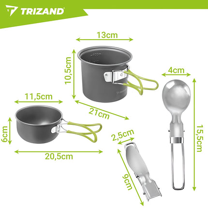 Camping Mess Kit, Foldable Aluminum, 1.2L Capacity