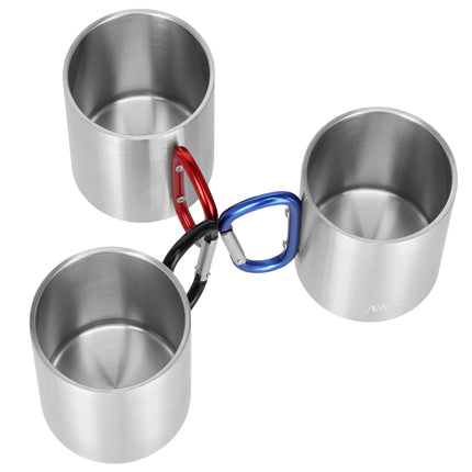 Camping Mug with Carabiner, 300ml Stainless Steel