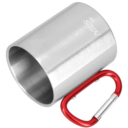 Camping Mug with Carabiner, 300ml Stainless Steel