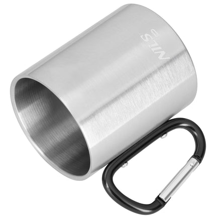 Camping Mug with Carabiner, 300ml Stainless Steel