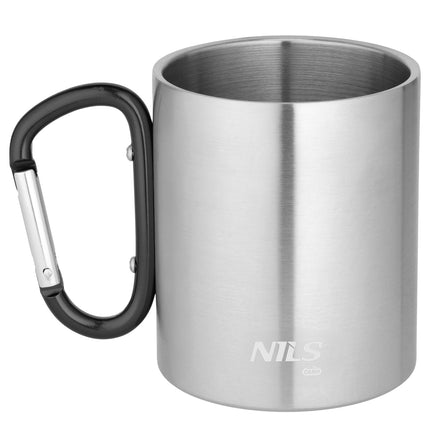 Camping Mug with Carabiner, 300ml Stainless Steel