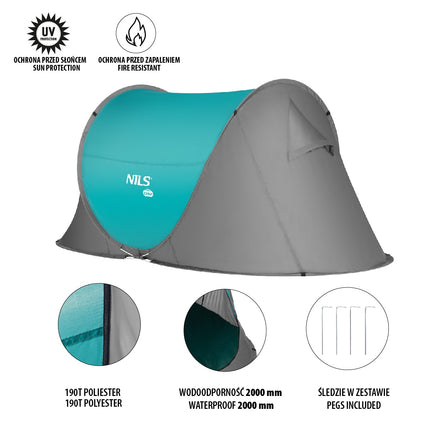 Camping Pop Up Tent, Turquoise, Easy Setup