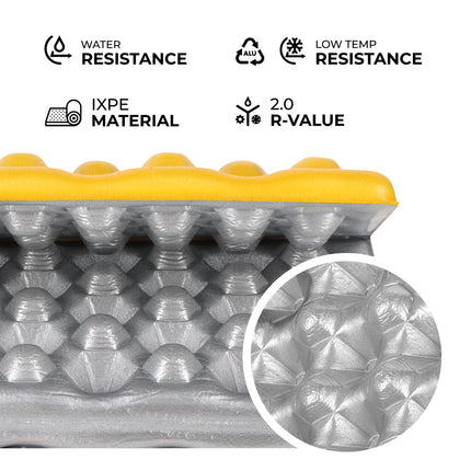 Camping Seating Mat, Aluminum Bolster, 40 cm, Yellow