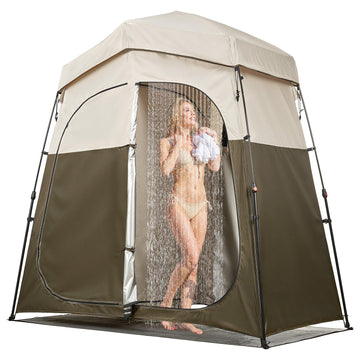 Camping Shower Tent, 2-Room Portable Privacy, 150D Oxford