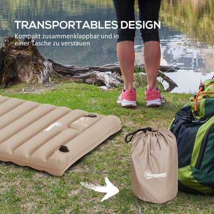 Camping Air Mattress With Foot Pump, Water Repellent, Khaki