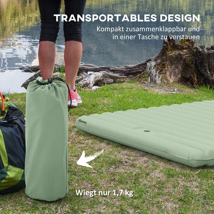 Self-inflating camping air mattress for 2 people, 150 kg capacity