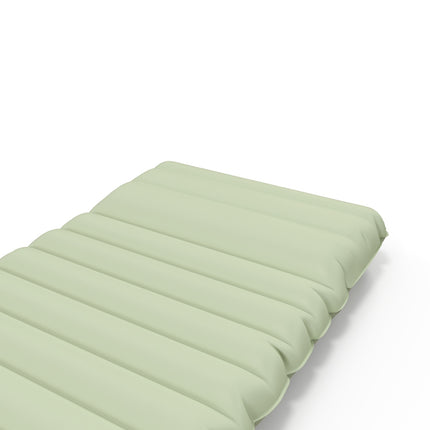 Water-repellent camping air mattress with foot pump, green