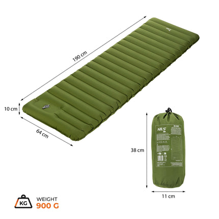 Camping Sleeping Mat With Built-In Pump, 10 cm Thick