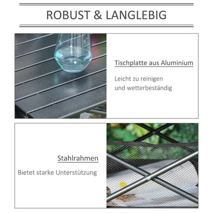 Lightweight black aluminum folding camping table 70x70x69cm