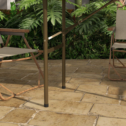 Folding camping table for 4 – Rattan look, brown HDPE