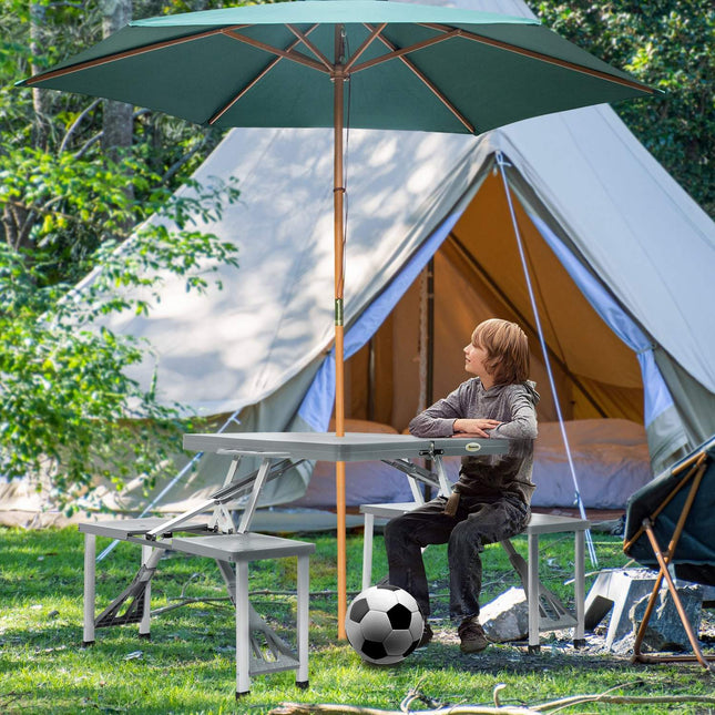 Folding camping picnic table with 4 aluminum chairs