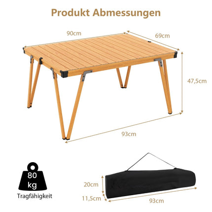 Camping Table, Waterproof Top, Portable, 80kg Capacity