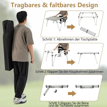Camping Table with Waterproof Top & Carry Bag – Silver