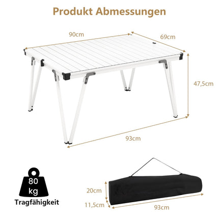 Camping Table with Waterproof Top & Carry Bag – Silver