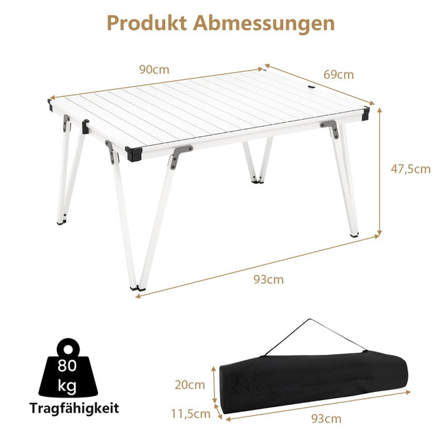 Camping Table with Waterproof Top & Carry Bag – Silver