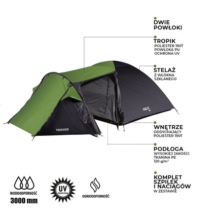 Camping Tent, 2-Person, Lightweight, Waterproof