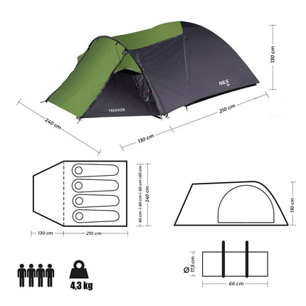Camping Tent, 2-Person, Lightweight, Waterproof