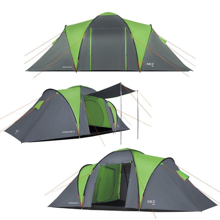 Camping Tent, 4-Person, Green-Gray, Waterproof