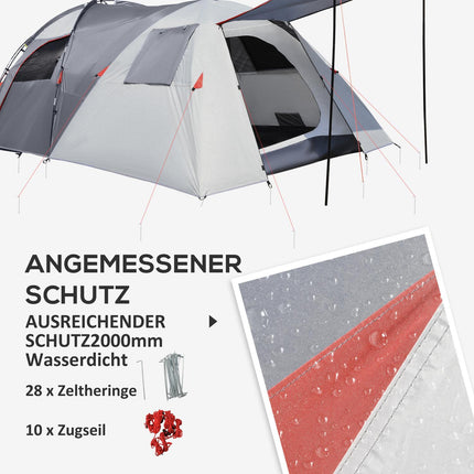 Tunnel camping tent for 5 people - waterproof, mesh window