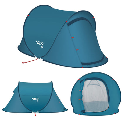 Camping Tent, Blue, 4-Person, Waterproof