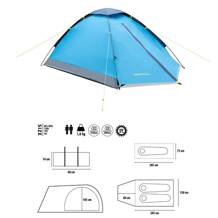 Camping Tent, Blue, Nightfall, 2-Person, Waterproof