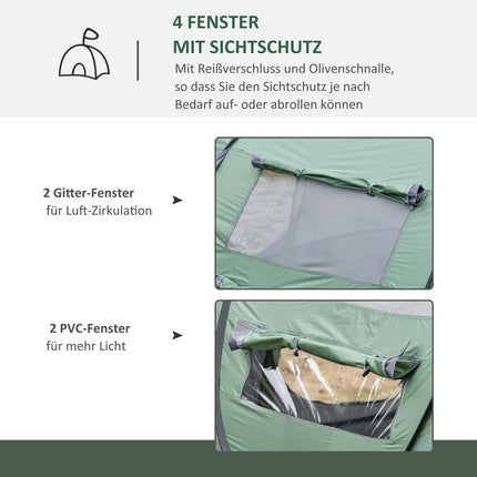 Camping tent for 4-5 people, dark green/grey, waterproof