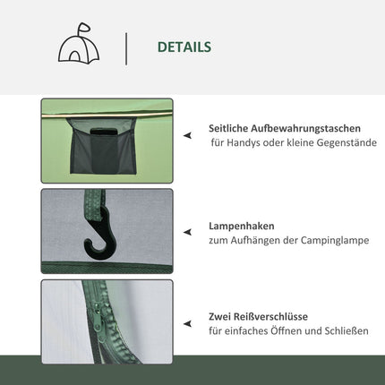 Camping tent for 4-5 people, dark green/grey, waterproof