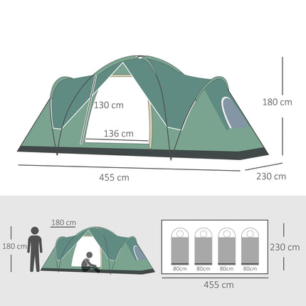 Tunnel camping tent for 5-6 people, durable polyester