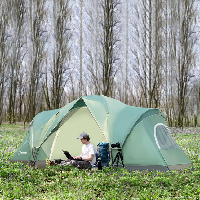 Tunnel camping tent for 5-6 people, durable polyester