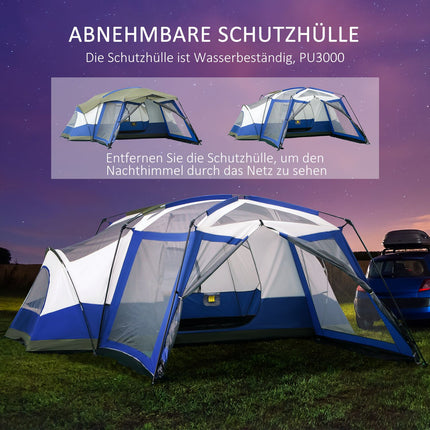 Camping tent for 6-8 people, waterproof dome with vestibule