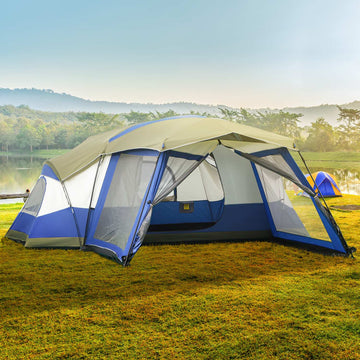 Camping tent for 6-8 people, waterproof dome with vestibule