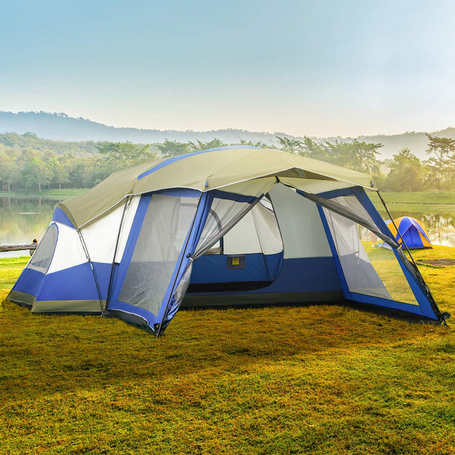 Camping tent for 6-8 people, waterproof dome with vestibule