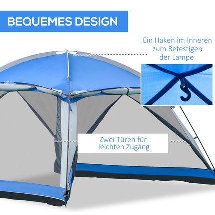8-person family camping tent with window, blue, waterproof