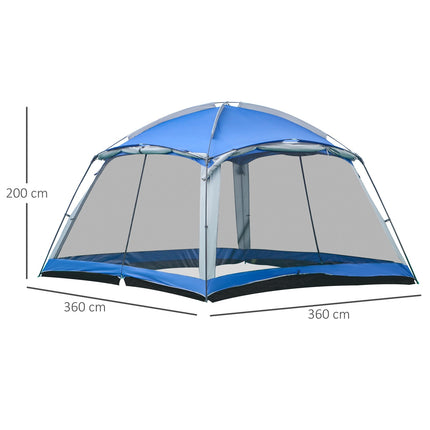 8-person family camping tent with window, blue, waterproof