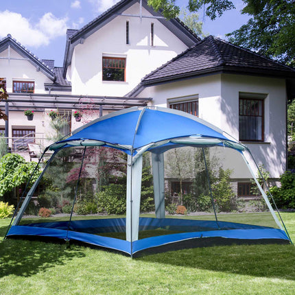 8-person family camping tent with window, blue, waterproof