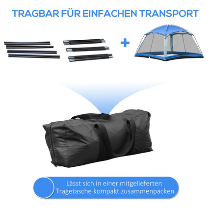 8-person family camping tent with window, blue, waterproof