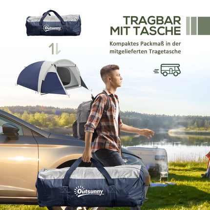Camping Tent for 3-4 People, Waterproof, Blue