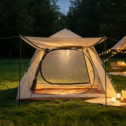Camping Tent for 3–4 People with Awning, UV Protection