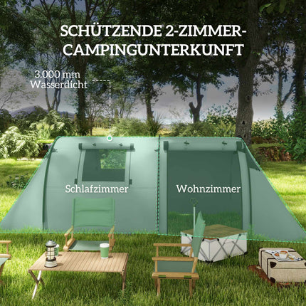 Camping Tent for 4 People, Waterproof, 2-Room Design