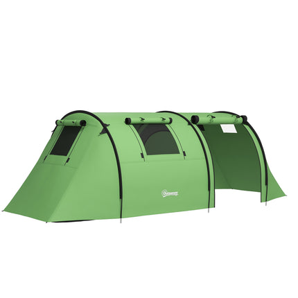 Camping Tent for 4, Waterproof, 2-Room, Dark Green