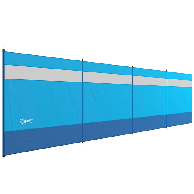 Camping windbreak, 4 panel blue privacy screen with window