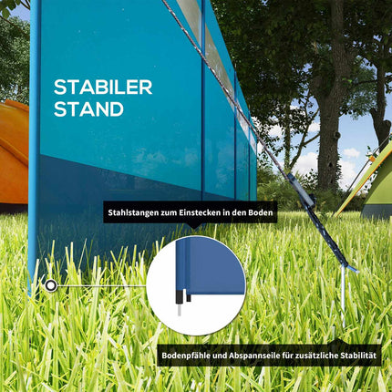 Camping windbreak, 4 panel blue privacy screen with window