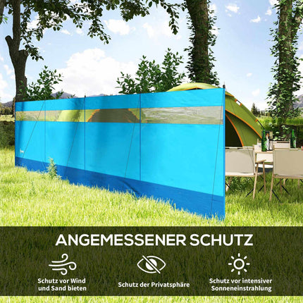 Camping windbreak, 4 panel blue privacy screen with window