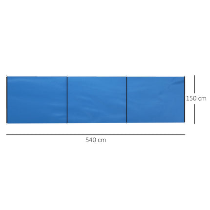Camping Windshield 540x150 cm with Steel Poles and Bag