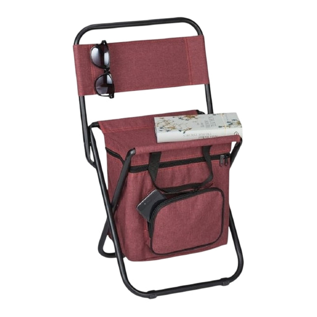 Camping chair with backrest red