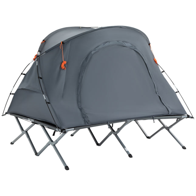 Camping dome tent with air mattress, 2 people, grey