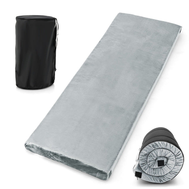 Camping sleeping mat, camping mattress made of memory foam, lightweight sleeping mat with flannel cover, 183 x 62.5 x 6.5 cm, grey