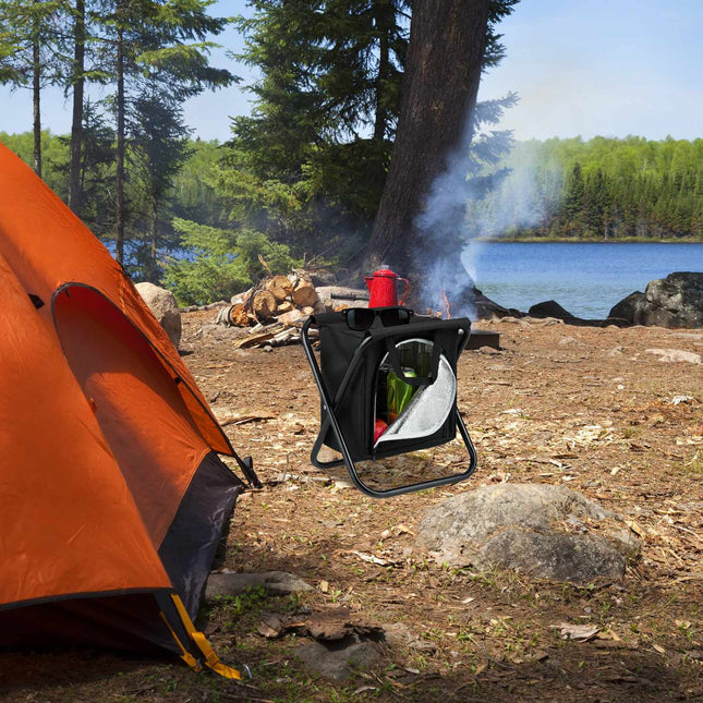 Camping stool with cooler bag