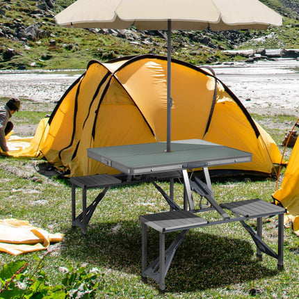 Folding aluminum camping table with 4 chairs - lightweight